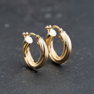 Pre-Owned 9ct Yellow Gold Twisted Hoop Earrings 41173742