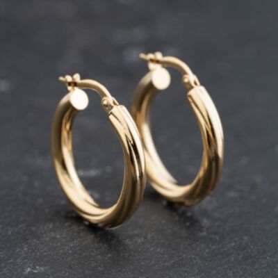 Pre-Owned 9ct Yellow Gold Twisted Hoop Earrings 41173747