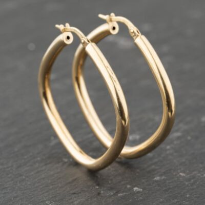 Pre-Owned 9ct Yellow Gold 35.3mm Plain Hoop Earrings 41173880