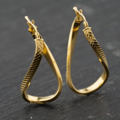 Pre-Owned Yellow Gold 30mm Patterned Twist Creole Earrings 41173914