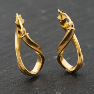 Pre-Owned 9ct Yellow Gold 26mm Patterned Twist Creole Earrings 41173915