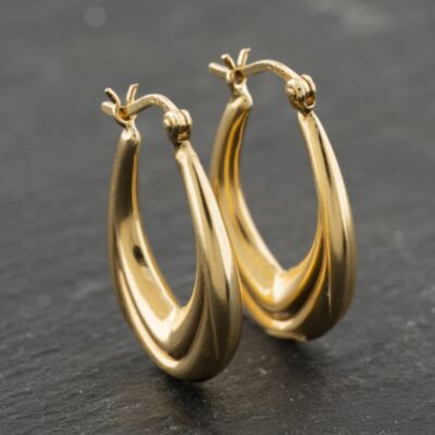 Pre-Owned Yellow Gold 25mm Patterned Creole Earrings 41173930