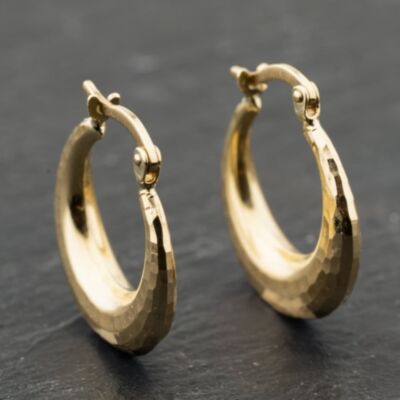 Pre-Owned Yellow Gold 20mm Patterned Creole Earrings 41173946