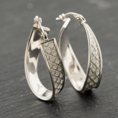 Pre-Owned White Gold 23.9mm Cubic Zirconia Pave Style Creole Earrings 41173948
