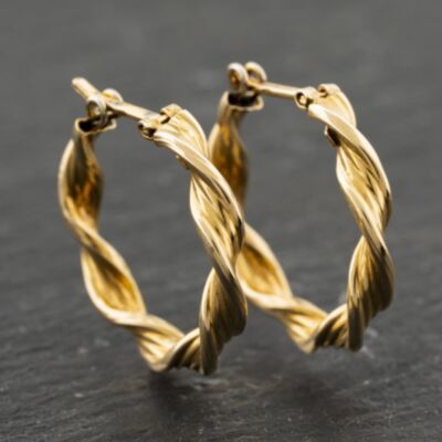 Pre-Owned 9ct Yellow Gold 20mm Twist Hoop Earrings 41173959