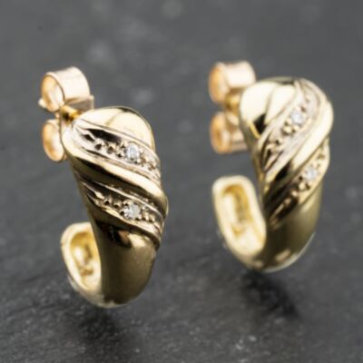 Pre-Owned 9ct Yellow Gold 14.6mm 0.03ct Diamond Dropper Earrings 41174063