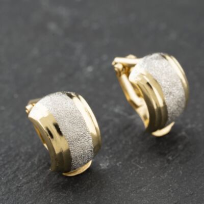 Pre-Owned Two Colour Gold Huggies Clip On Earrings 41174152