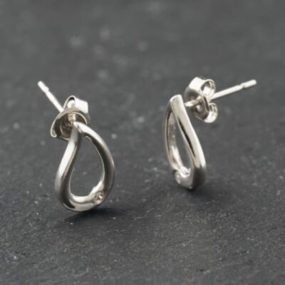 Pre-Owned White Gold Diamond Loop Stud Earrings 41174172