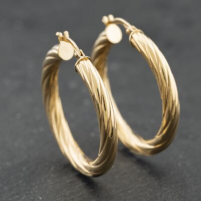 Pre-Owned Yellow Gold Twist Hoop Earrings 41174191