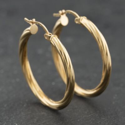 Pre-Owned Yellow Gold Twist Hoop Earrings 41174196