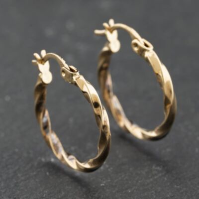 Pre-Owned Yellow Gold 21mm Twisted Hoop Earrings 41174236