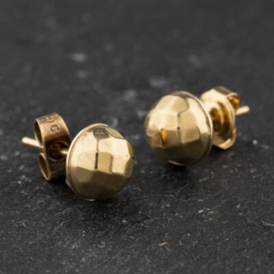 Pre-Owned 9ct Yellow Gold 7mm Faceted Dome Stud Earrings 41174317
