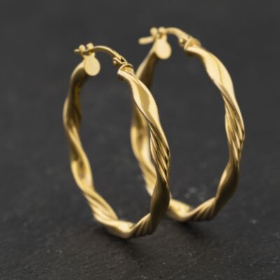 Pre-Owned Yellow Gold Twist 31mm Hoop Earrings 41174360