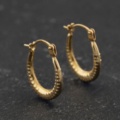 Pre-Owned Yellow Gold Patterned 15.5mm Creole Earrings 41174443