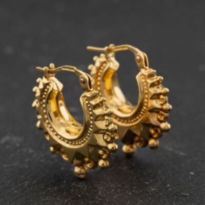 Pre-Owned 9ct Yellow Gold Fancy 18mm Creole Earrings 41174450