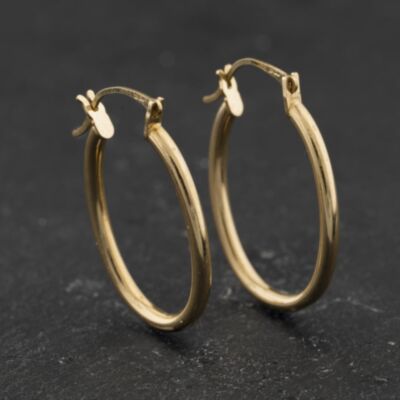 Pre-Owned Yellow Gold Plain Oval 27mm Hoop Earrings 41174454