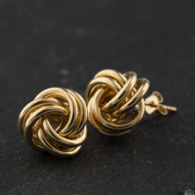 Pre-Owned 9ct Yellow Gold 12mm Knot Stud Earrings 41174517