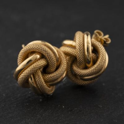 Pre-Owned 9ct Yellow Gold 16mm Large Knot Stud Earrings 41174520