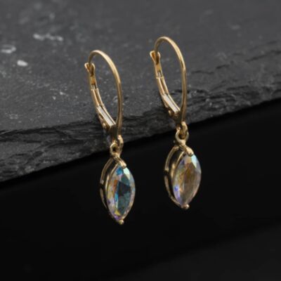 Pre-Owned Yellow Gold 28mm Mystic Topaz Dropper Earrings 41174673