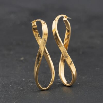 Pre-Owned 9ct Yellow Gold 40mm Oval Twist Hoop Earrings 41174687