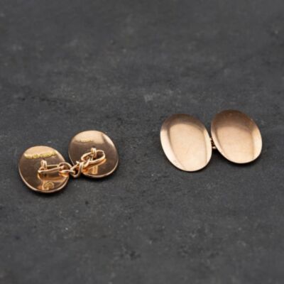 Pre-Owned Vintage 9ct Rose Gold Oval Plain Cufflinks 41191013
