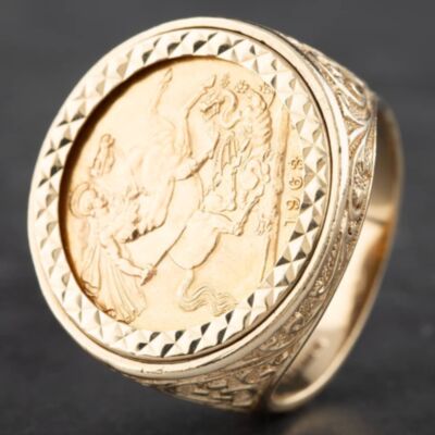 Pre-Owned 9ct Yellow Gold 1963 Full Sovereign Coin Ring 41201006BND