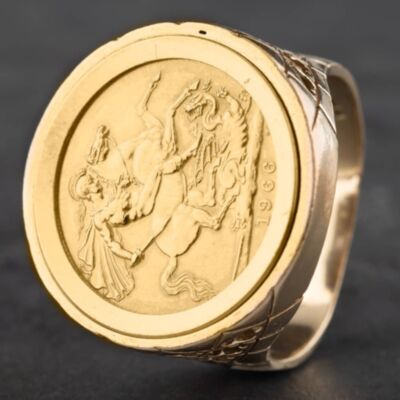 Pre-Owned 9ct Yellow Gold 1966 Full Sovereign Coin Ring 41201007BND
