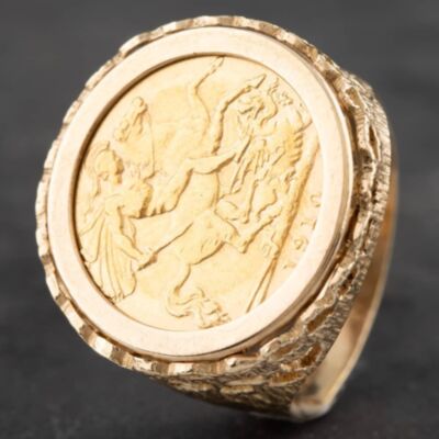 Pre-Owned 9ct Yellow Gold 1910 Half Sovereign Coin Ring 41201009BND
