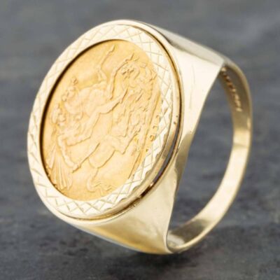 Pre-Owned 9ct Yellow Gold 1911 Full Sovereign Coin Ring 41201054BND