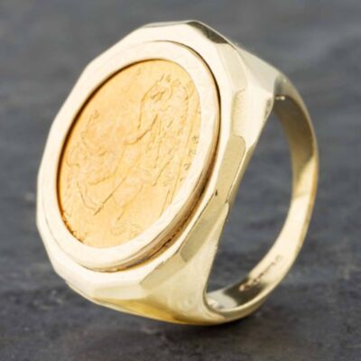 Pre-Owned 9ct Yellow Gold 1976 Full Sovereign Coin Ring 41201057BND