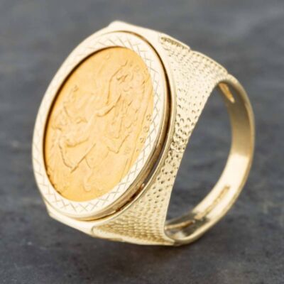 Pre-Owned 9ct Yellow Gold 1968 Full Sovereign Coin Ring 41201058BND