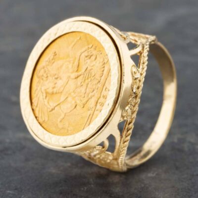 Pre-Owned 9ct Yellow Gold 1957 Full Sovereign Coin Ring 41201059BND