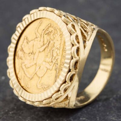 Pre-Owned 9ct Yellow Gold 1908 Full Sovereign  Coin Ring 41201072BND