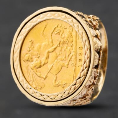 Pre-Owned 9ct Yellow Gold 1930 Full Sovereign Coin Ring 41201081BND