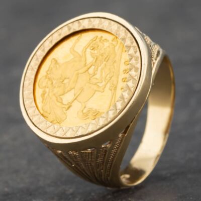 Pre-Owned 9ct Yellow Gold 1980 Half Sovereign Coin Ring 41201101BND