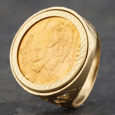 Pre-Owned 9ct Yellow Gold 1976 Full Sovereign Coin Ring 41201103BND