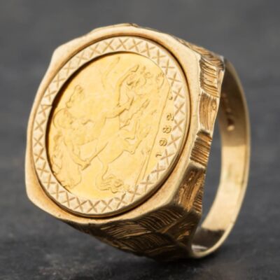 Pre-Owned 9ct Yellow Gold 1982 Half Sovereign Coin Ring 41201108BND