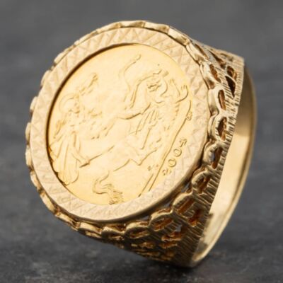 Pre-Owned 9ct Yellow Gold 2004 Half Sovereign Coin Ring 41201109BND