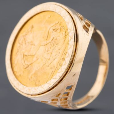 Pre-Owned 9ct Yellow Gold 1962 Full Sovereign Coin Ring 41201117BND