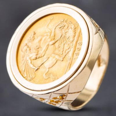Pre-Owned 9ct Yellow Gold 1968 Full Sovereign Coin Ring 41201125BND