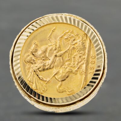 Pre-Owned 9ct Yellow Gold 1966 Full Sovereign  Coin Ring 41201126BND