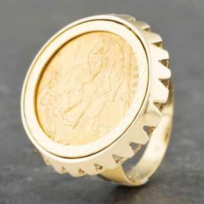 Pre-Owned 9ct Yellow Gold 1958 Full Sovereign Coin Ring 41201131BND