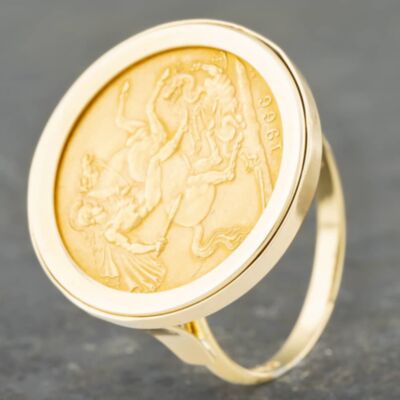 Pre-Owned 9ct Yellow Gold 1966 Full Sovereign Coin Ring 41201132BND