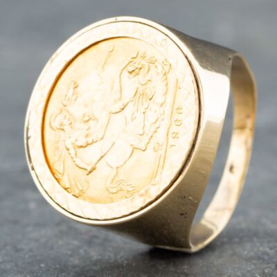 Pre-Owned 9ct Yellow Gold 1966 Full Sovereign Coin Ring 41201145BND