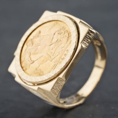 Pre-Owned 9ct Yellow Gold 1966 Full Sovereign Coin Ring 41201163BND