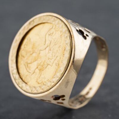 Pre-Owned 9ct Yellow Gold 1907 Half Sovereign Coin Ring 41201165BND
