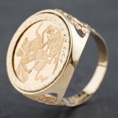 Pre-Owned 9ct Yellow Gold 2015 Full Sovereign Coin Ring 41201166BND