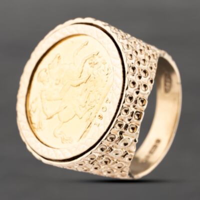Pre-Owned 9ct Yellow Gold 1907 George V Full Sovereign Coin Ring 41201220