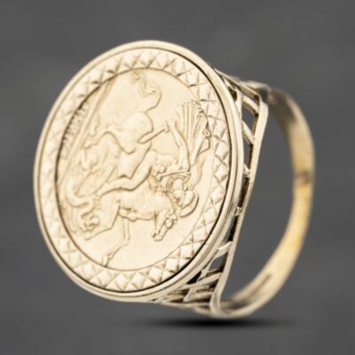 Pre-Owned 9ct Yellow Gold St George Coin Ring 41201231