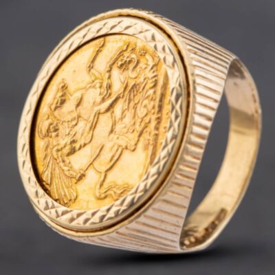 Pre-Owned 9ct Yellow Gold 1927 Full Sovereign Coin Ring 412012410BND